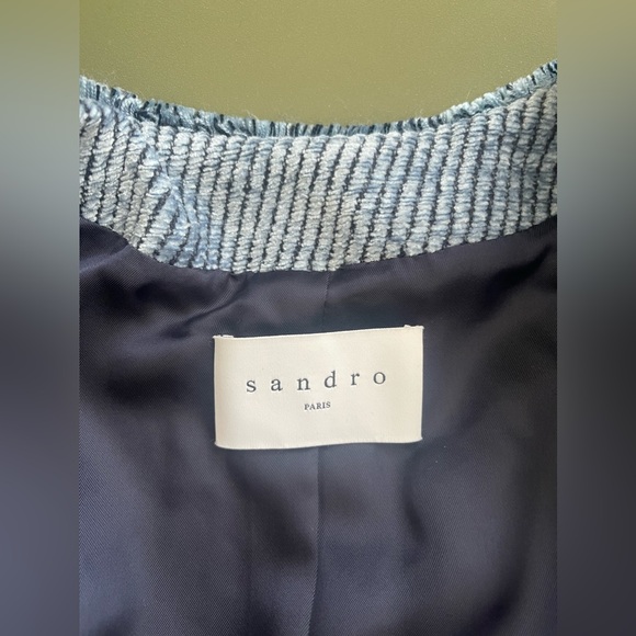 Sandro Paris Women’s Blue Textured Jacket Blazer Size 2 - Picture 2 of 14